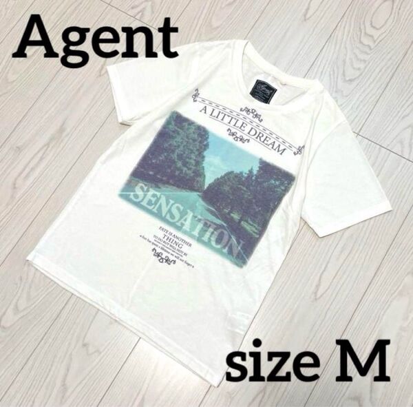 Agent エージェント メンズ 半袖 Tシャツ Mサイズ ホワイト 白 春夏 半袖 tシャツ