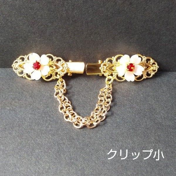 ハンドメイド 桜のショール、ストールクリップ/羽織紐