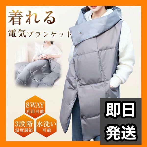 電気毛布 電気ブランケット 着る毛布 8WAY 掛け敷き 大判サイズ ポケット