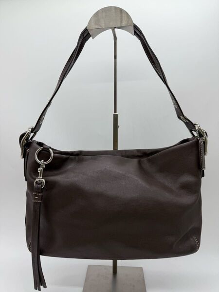 【良品】COACH コーチ フリンジ付き レザー セミショルダーバッグ