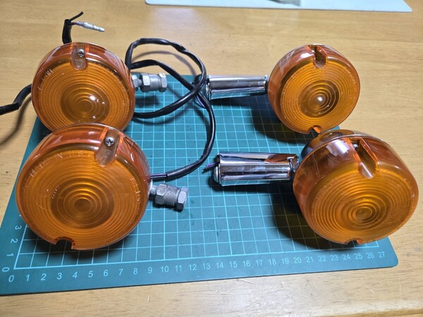 ■希少/良品/即決送料無料■ハーレーダビッドソン純正ミカン/みかん型ウインカー前後セット ヴィンテージ昭和レトロ/ビンテージ EVO SHOVEL