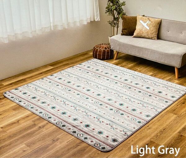 フランネルラグ モハラ ライトグレー 200x240cm カーペット ラグ