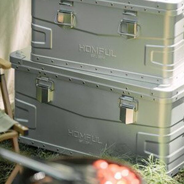HOMFUL スタッキング アルミ コンテナボックス75L アウトドア収納ボックス アルミコンテナ アウトドアコンテナ 大容量