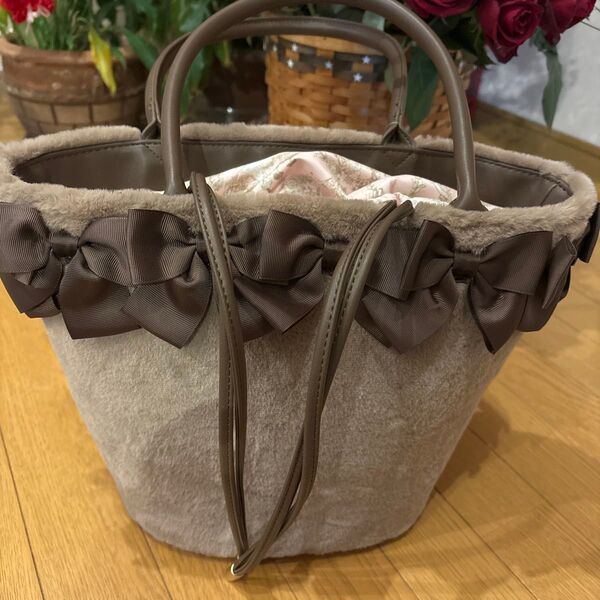 しまむら青木美沙子コラボ リボンバッグ新品未使用 茶色