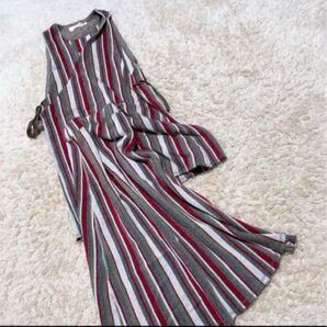 ニットロングベストandスカートのセットアップ コーディネート 総柄