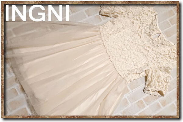美品!!☆INGNI イング レース&チュール切替ワンピース アイボリー☆