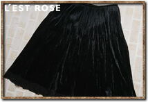 ☆L'EST ROSE　レストローズ　裾レースプリーツベロアスカート　黒☆_画像1