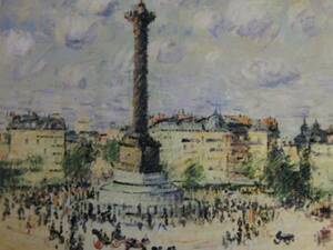 Gustave Loiseau、PLACE DE LA BASTILLE、海外版超希少レゾネ、新品額装付、y321