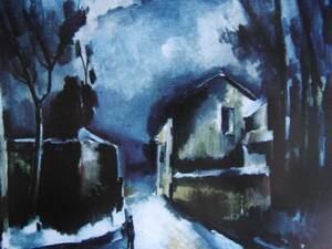 Maurice de Vlaminck、L'ENTREE DU VILLAGE SOUS LA NEIGE、海外版超希少レゾネ、新品額装付、送料込み、y321