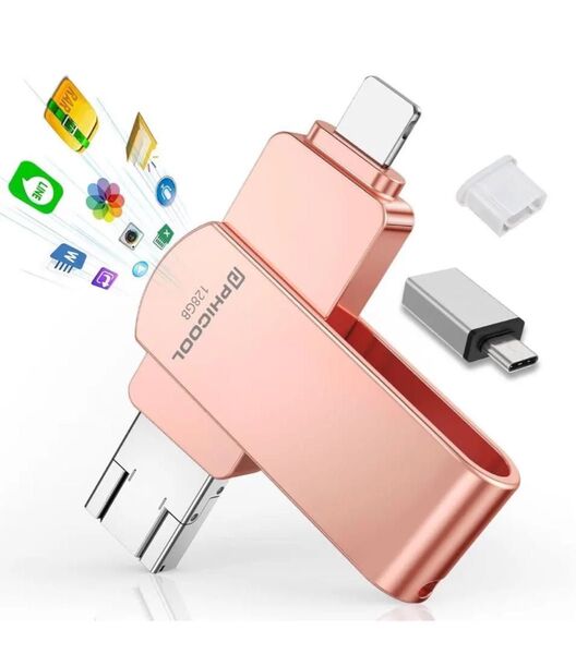 4 in1 usbメモリ【アプリ不要 アルバムから直接保存出来 】 フラッシュメモリ IOS/Android/PC 128GB