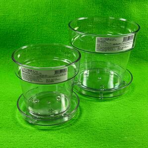 *おまけ付き*【Standard Products】スタンダードプロダクツ 透明鉢 ≪トレイ付クリア植木鉢/4号&5号セット≫B