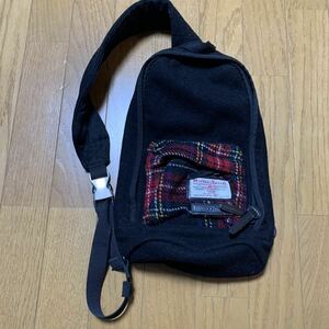  one shoulder bag body bag Harris tweed HarrisTweed black × red check 