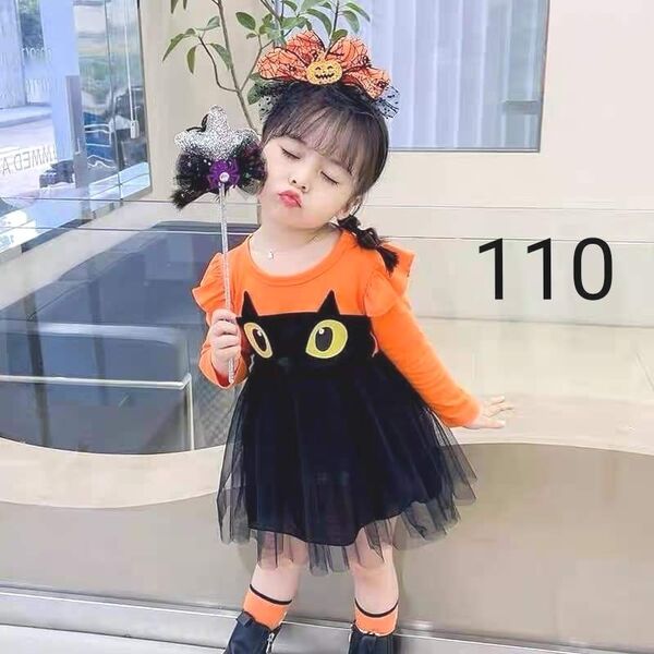 SALE ★ 110 ベビー キッズ 黒猫 ワンピース コスプレ パーティ 女の子 お出かけ 可愛い Y1