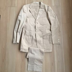 セットアップスーツ BURBERRY バーバリー キャメル ベージュ 上品 ズボン パンツ Lサイズ 伸縮 微光沢 メンズ 綿95,ポリウレタン5%