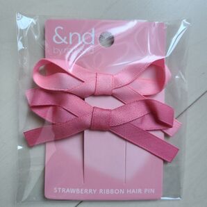 【新品】&nd by rom&nd ロムアンド ローソン ヘアピン ピンク ヘアアクセサリー リボン