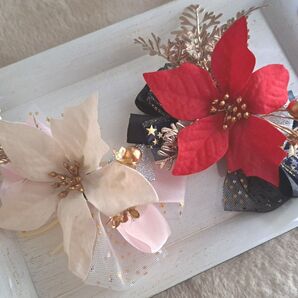 X'masチョーカー ハンドメイド リボン 花