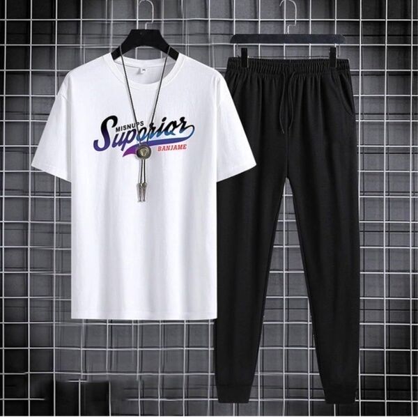 2点セット 2XL 大きいサイズ メンズ ロゴ 半袖 上下セット 黒 ジャージ