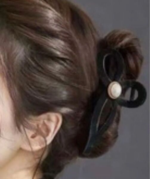 パール ブラック ヘアクリップ バンズクリップ 髪留め まとめ髪 黒 パール バンスヘアクリップ ヘアアクセサリー
