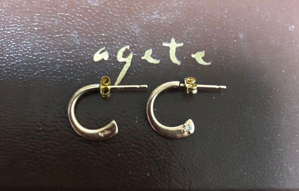 ageteピアス K10 1粒ダイヤ付