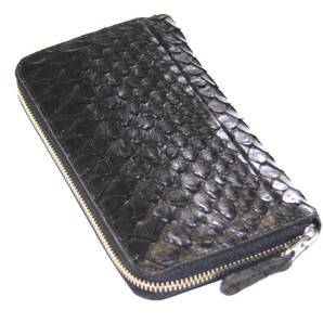 【今月イチオシ限定SALE】【送料込み】【激安】【新品】【税込み】本パイソン 大判ウロコ シングルモデル ラウンドロングウォレット BK