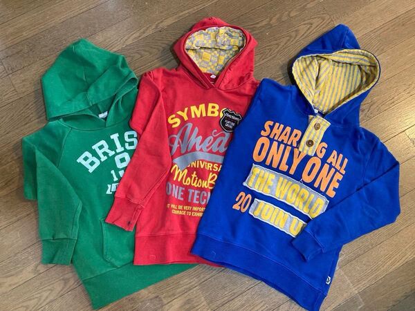 キッズ パーカー 140 レッド ブルー グリーン 3枚セット GAP