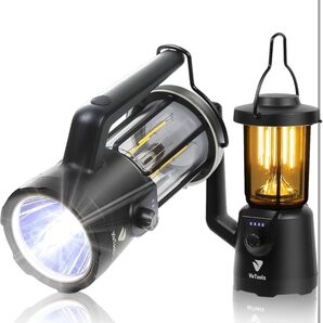 【未使用新品】LEDランタン 懐中電灯 充電式 5000mAh (ブラック)【給電可能】