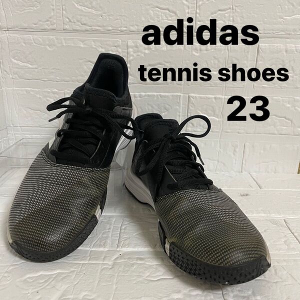 adidas アディダス ウィメンズ テニスシューズ GAME COURT ブラック × ホワイト 23cm