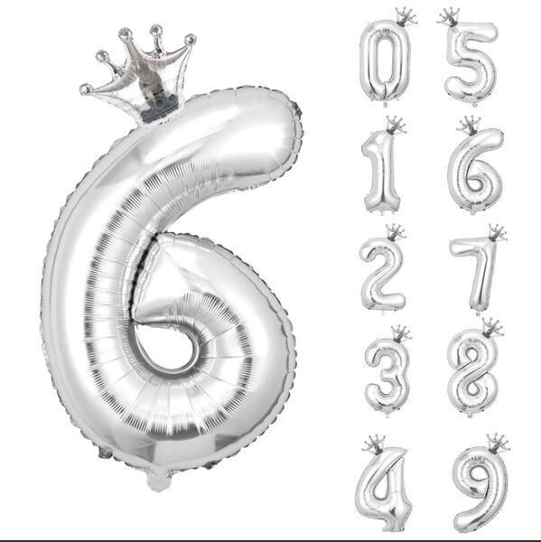 養楽堂 誕生日 バルーン 数字 パーティー 飾り風船 32インチ シルバー 6