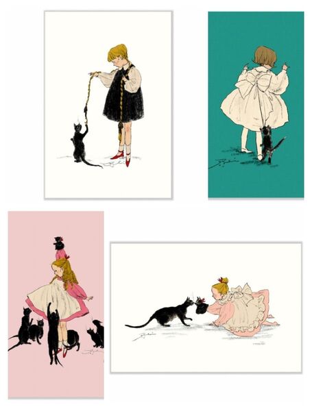 くらはしれいさん 女の子と猫 ポストカード 4枚セット
