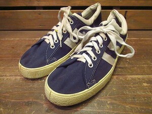 ビンテージ70's★DEADSTOCK 2本ラインキャンバススニーカー紺size8★191212n6-m-snk-26デッドストックシューズ靴USA製 26cm