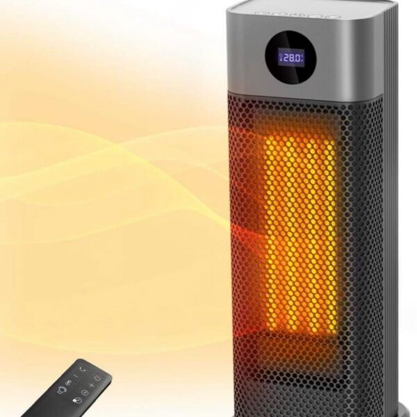 セラミックファンヒーター 1200W リモコン付き ブラック