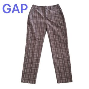 GAP ギャップ チェック柄 パンツ 長ズボン グレー レディース HIGH RISE slim