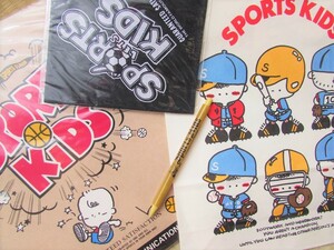  ultra rare! Showa Retro 80 period unused! sport Kids sports kids handkerchie sharp pen binder - paper bag * Victoria fancy sports kids