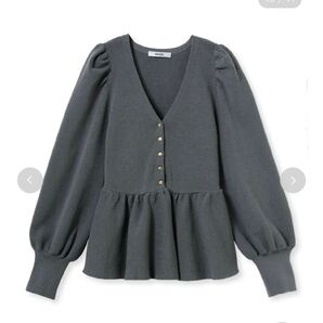SNIDEL ペプラムパフスリーブニット【SNIDEL オフィシャルストア・MASHアプリ限定】