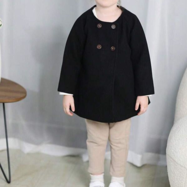 コート 子ども キッズ 黒 ブラック ノーカラー ボタン おしゃれ 男の子 女の子 子供 新品 未使用 タグ付き