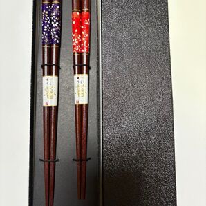 【高級漆・和紙】夫婦箸 ギフト 黒貼箱 和紙桜