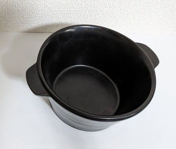 健康陶器『超耐熱』プチなべ 幅13x16cm、高さ7cm