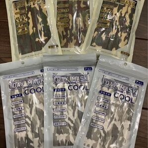新品 マスク 不織布 カモフラ ふつうサイズ 7枚入 6袋 迷彩 立体プリーツ