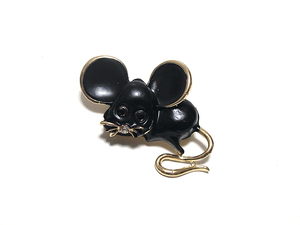 ☆送料無料☆　ブローチ　ネズミ　鼠　ねずみ　マウス　ブラック　黒　bro-0267
