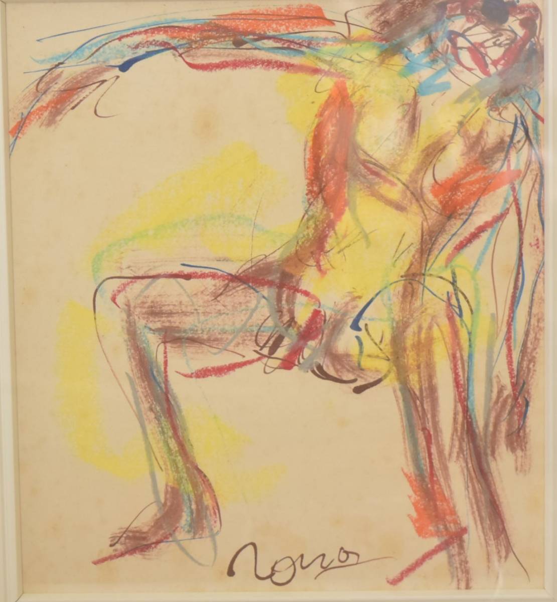 Тадахиро Оно [La Femme] Пастель + Аутентичная ручка, произведение искусства, Рисование, Рисунок пастелью, Рисунок карандашом