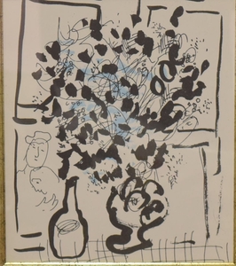 マルク・シャガール レゾネ202 [黒と青の花束] カラーリトグラフ