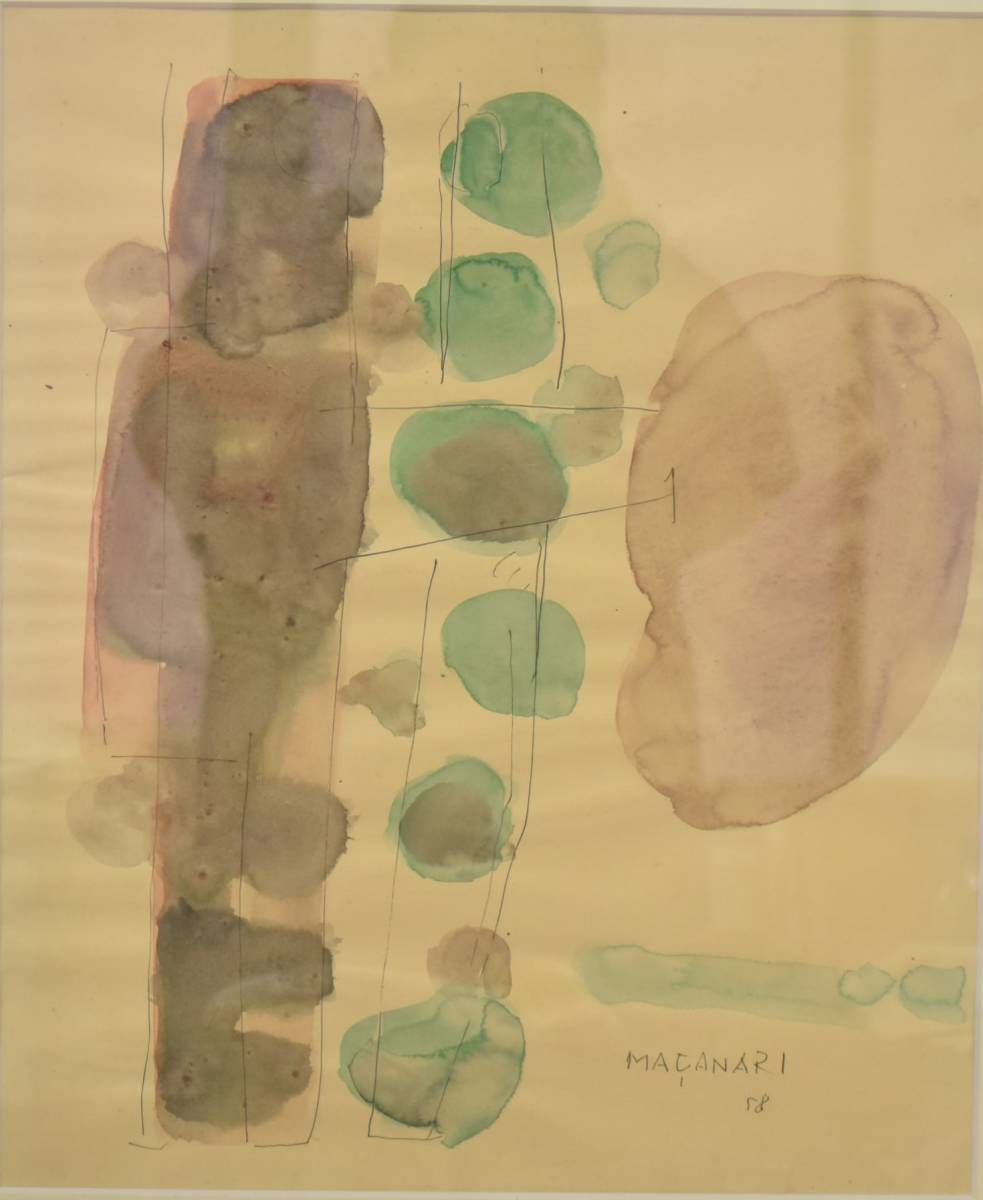 무라이 마사노리 1958년 펜과 수채화 진품 휴머니트, 그림, 수채화, 추상 회화