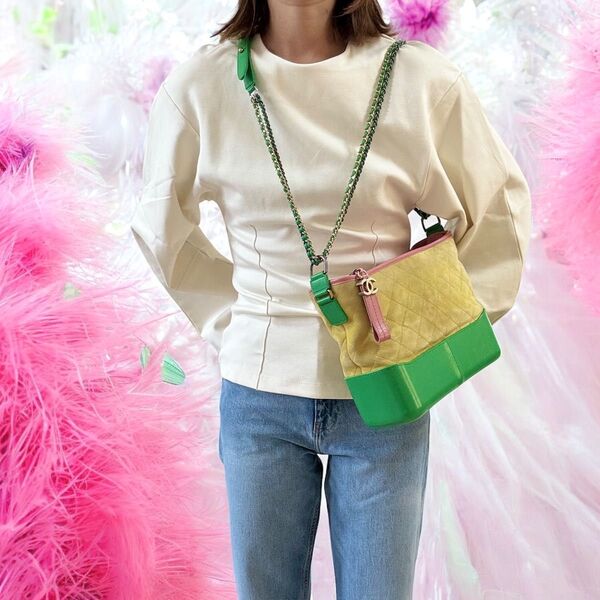 超美品★ガブリエル CHANEL マトラッセ☆Wチェーンショルダーバッグ スエード&レザー