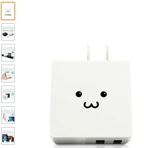 ELECOM USB CHARGER ACADAPTER CONSENT TYPE & IQOS & glo ] USB2PORTS QUICK FOLD WHITE FACE MPA-ACUCN005AWF NO1
