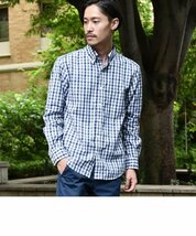 SHIPS MEN SC: ドビー ギンガムチェック ボタンダウン シャツ 19FW グレー L 新品同様_画像2