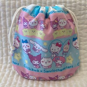 No.350 ちいかわ サンリオ ミニ巾着袋 ハンドメイド