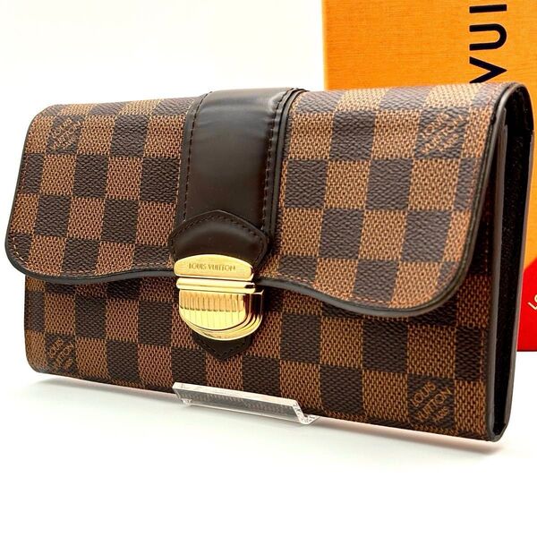【超極美品】ルイヴィトン ダミエエベヌ ポルトフォイユ システィナ 長財布 LOUIS VUITTON 大容量 レディース