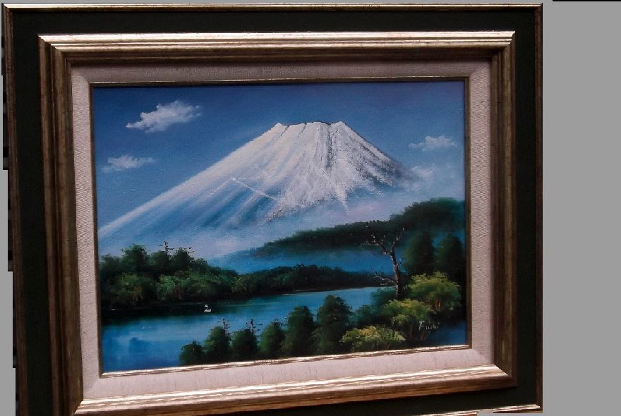 最新のデザイン ６号 油絵 富士山 前はアクリル - 自然、風景画 