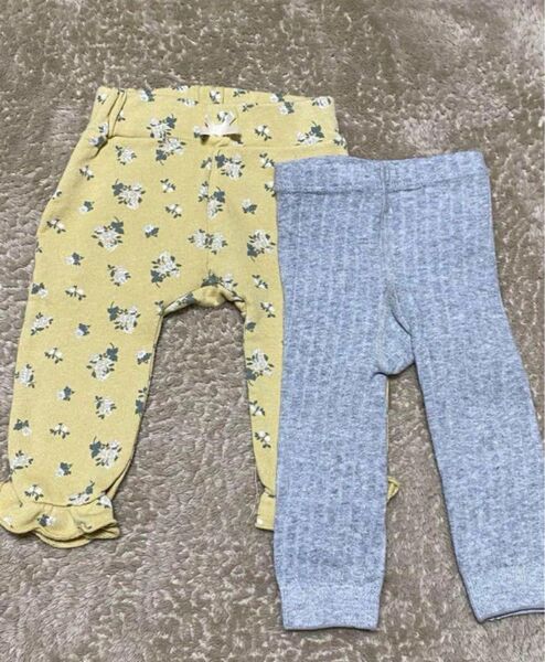 バースデイ(cottoli) 他ベビー レギンス 2点セット 花柄と無地