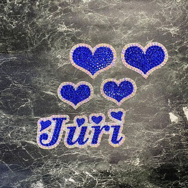 デコうちわ デコ文字 うちわ 団扇 【 Juri 】 ハート ブルー